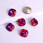 Violet Blue Cushion Square Shape High Quality Glass Pointed Back Fancy Rhinestones WholesaleRhinestone
